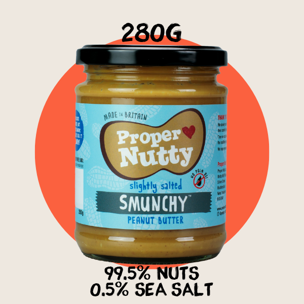 Proper Nutty| Artisan Smooth & Crunchy [Smunchy]| Peanut Butter| 99.5% Peanuts 0.5% Sea Salt |280g glass jar