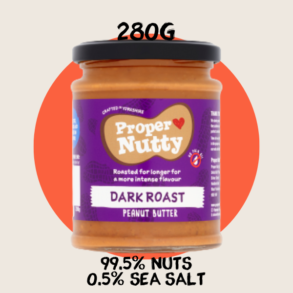 Proper Nutty| Dark Roast| Artisan Smooth & Crunchy [Smunchy]| Peanut Butter| 99.5% Peanuts 0.5% Sea Salt |280g glass jar