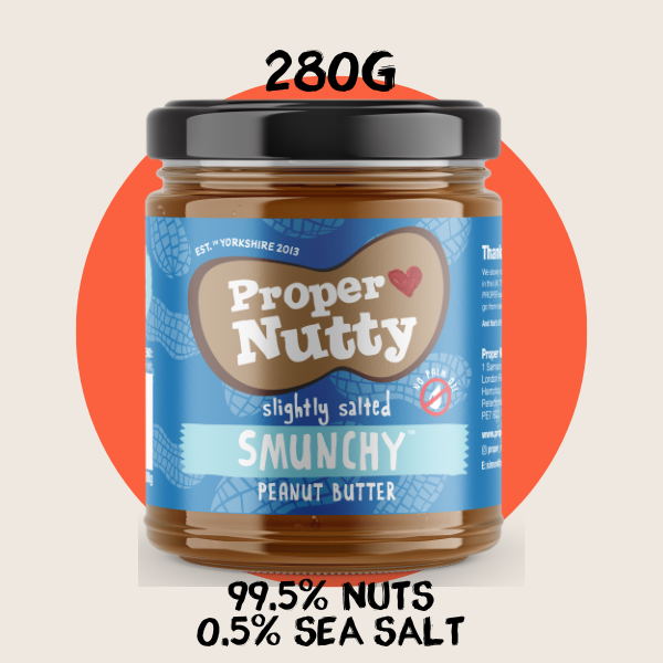 Proper Nutty| Artisan Smooth & Crunchy [Smunchy]| Peanut Butter| 99.5% Peanuts 0.5% Sea Salt |280g glass jar
