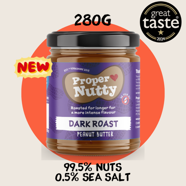 Proper Nutty| Dark Roast| Artisan Smooth & Crunchy [Smunchy]| Peanut Butter| 99.5% Peanuts 0.5% Sea Salt |280g glass jar