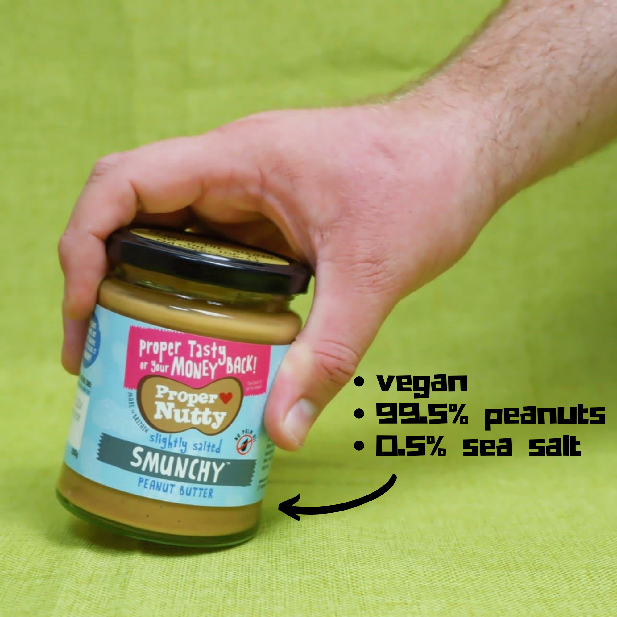 Proper Nutty| Artisan Smooth & Crunchy [Smunchy]| Peanut Butter| 99.5% Peanuts 0.5% Sea Salt |280g glass jar